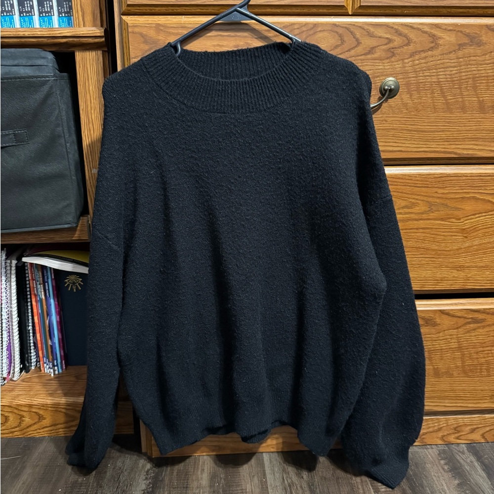 DAZY Solid Drop Shoulder Ribbed Knit Oversized Sweater